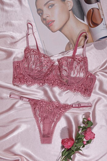 COLOR DE PIEL Women's Underwear Brode Lace Bra Set