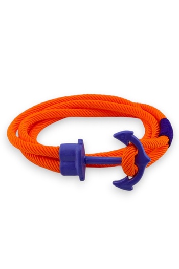 Solfera Orange Color Big Purple Metal Anchor Two Rows Wrap Men Bracelet M063D