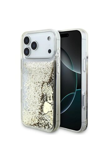 Guess Liquid Glitter Charms iPhone 17 Pro Max Case with Glitter, Gold