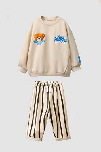 Monila Boys' Printed 3 Thread Cotton Fabric Top and Bottom Set