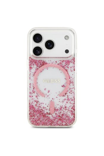 Guess Original Case for iPhone 17 Pro Resin Bottom Glitter MagSafe, Pink