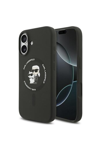 Karl Lagerfeld Husa iPhone 17 Silicone KC Body Ring MagSafe, black