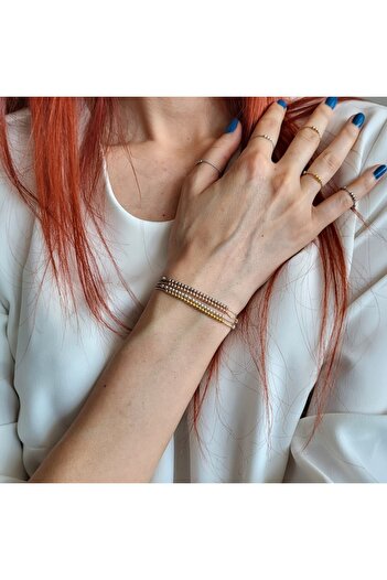 Lexy's Boutique Handmade, adjustable bracelet, made of 925 silver, 24k gold plated, silk cord, 20 silver beads