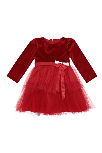 CRASSİ Girl's Dress Velvet Fabric, Christmas Dress