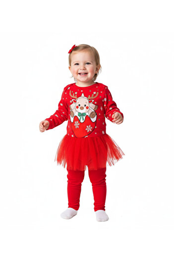 CRASSİ Baby Girl Set with Leggings and Badili Christmas Theme