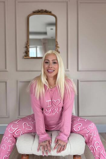 Pijamaevi Pink Love You Patterned Thermal Women's Pajama Set