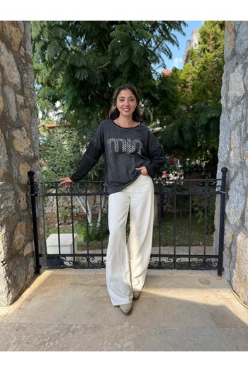 Punta Otantik Nc53659C Italian Min Stone Cotton Sweatshirt Black