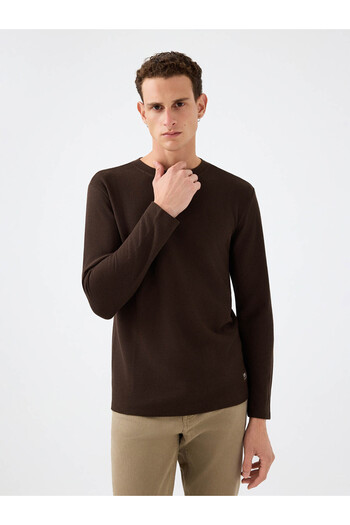 Loft Regular Fit Brown Men's Long Sleeve T-Shirt Lf2040679