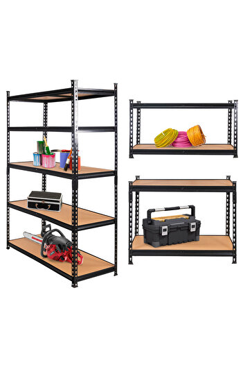 Other Mega-M Pro Loft storage rack H-180 cm L-90 cm D-40 cm 5 shelves made of 6.2 mm MDF (275 kg) black N