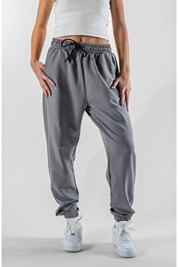 Superbluemexico Women's Gray Jogger Pants with Elasticated Cuffs