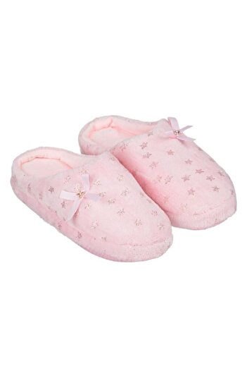 ANTBRO ® House Slippers for Girls, Pink with Glittery Stars and Bow, Size 37-38