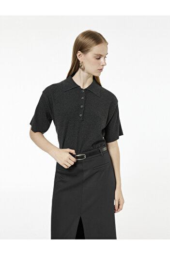 Koton Buttoned Short Sleeve Polo Neck Knitwear Sweater