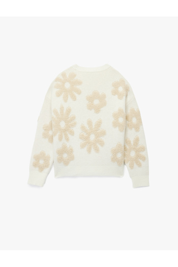 Koton Long Sleeve Crew Neck Floral Embroidered Knitwear Sweater