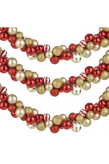 OEM Christmas Decorative Garland with Red and Gold Globes, Length 1.5 meters