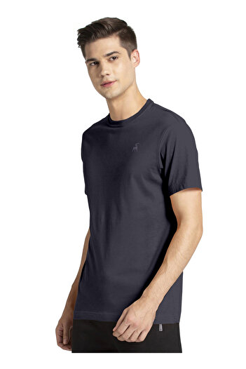 LAUREN SMITH Men’s Premium Textured Cotton Lycra Round Neck T-Shirt with High Definition Logo - Luxury Casual Tee