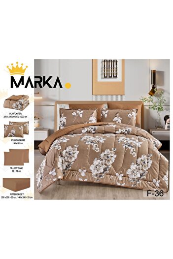 Moon High-quality 6-piece printed double quilt set - multi-colored