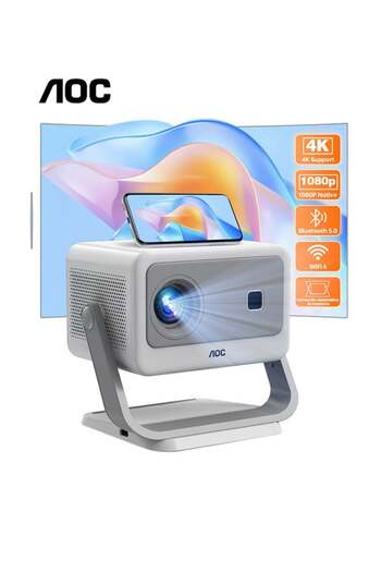 Aoc Mini Projector, Portable 4K Support, 12000 Lumens, Bluetooth/WiFi, XL3-300 Noble
