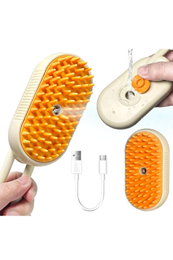 StartONTeam 3-in-1 Brush with Steam, Soft Silicone, Water Dispenser, Hair Removal and Massage for Dogs and Cats