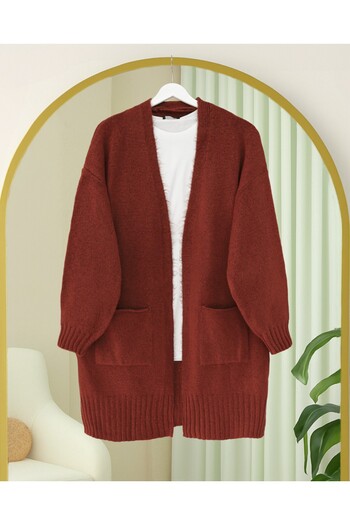 Modamorfo Double Pocket Slit Soft Cardigan -Tile