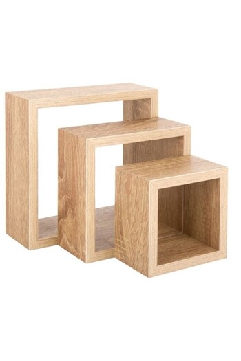 DAsiNU 3pcs MDF Wall Hanging Cube Shelves