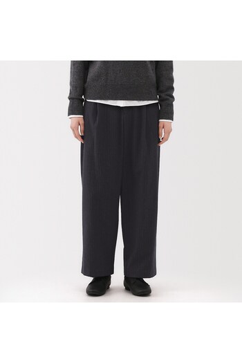 Muji Stretch Brushed Pleated Wide Pants