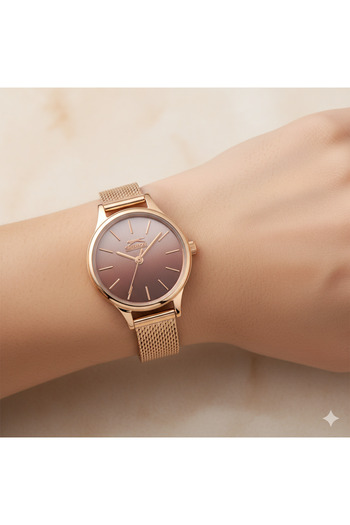 Slazenger Sl.09.2458.3.05 Women's Wristwatch |   Rose Gold Case & Brown Gradient Dial
