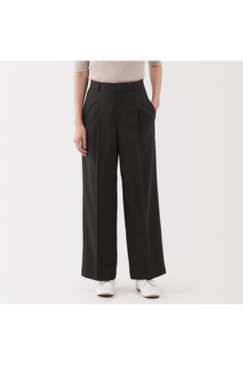 Muji Water Repellent Stretch Pleated Straight Pants