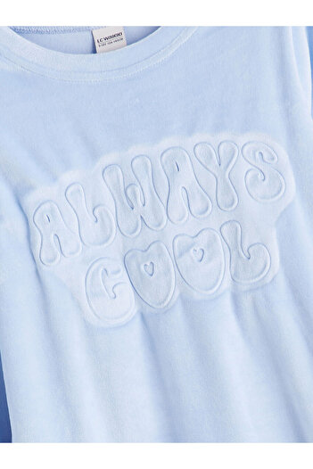 LC Waikiki Bisiklet Yaka Kadife Kız Çocuk Pijama