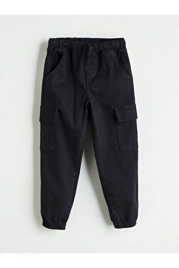LC Waikiki Black Elastic Waist Girl's Cargo Jogger Pants