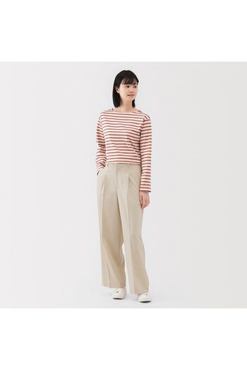 Muji Water Repellent Stretch Pleated Straight Pants