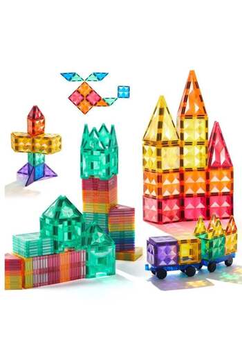 Mideer Colorful Magnetic Tiles – 100 PCS Oversized Magnetic Building Blocks for Kids