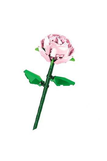 Generic Bouquet Brick Set Rose Pink Artificial Flower Construction Project
