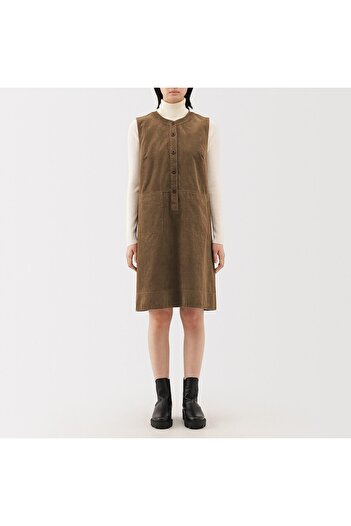 Muji Kapok Blend Corduroy Jumper Skirt