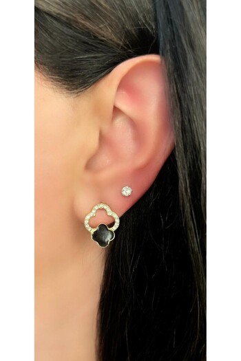 Store Diva Charm Black Clover Earrings