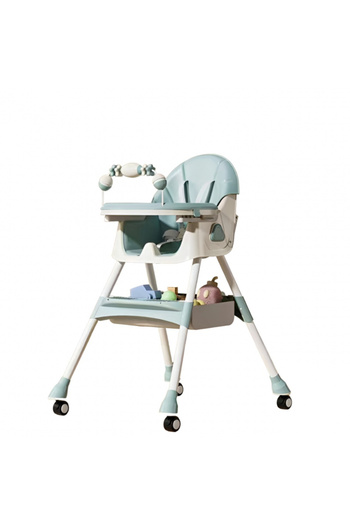 Toyska High Chair for Babies and Children, 2 Trays with Toys and Detachable Cover, Safety Belt, Adjustable