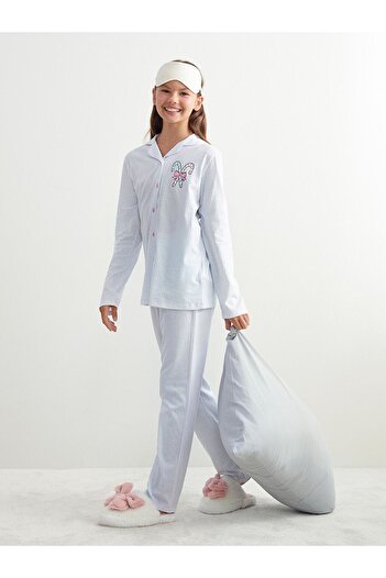 LC Waikiki Peak New Season Shirt Collar Girls' Pajama Set