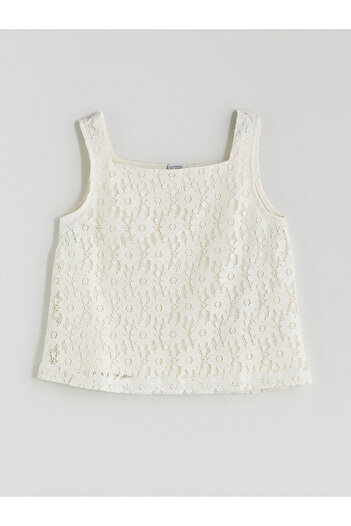 LC Waikiki Peak New Season Square Neck Girls' Lace Blouse