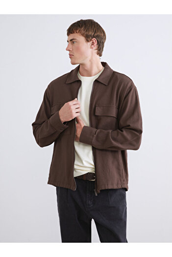 LC Waikiki Brown Comfortable Fit Long Sleeve Men's Shirt Jacket