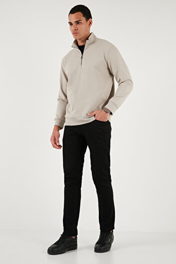 Buratti Cotton Regular Fit Half Zipper Stand Collar Sweat Men's Sweat 5905470