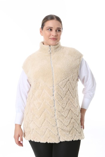 xlargebutik Plus Size Clothing Mink Stand-Up Collar Vest Plush Fleece Soft Warm