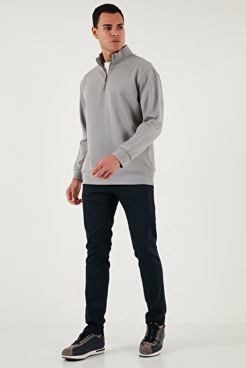 Buratti Cotton Regular Fit Half Zipper Stand Collar Sweat Men's Sweat 5905470