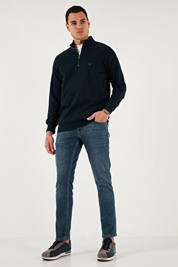 Buratti Cotton Relaxed Fit Half Zipper Stand Collar Sweat Men's Sweat 5901232