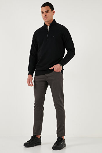 Buratti Cotton Relaxed Fit Half Zipper Stand Collar Sweat Men's Sweat 5901232