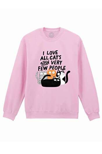 Cu Pisici Printed Sweatshirt - I Love All Cats and Few People, Unisex