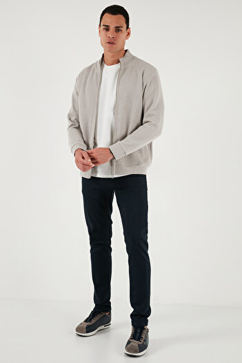 Buratti Cotton Relaxed Fit Stand Collar Zippered Cardigan Men's Cardigan 5901075