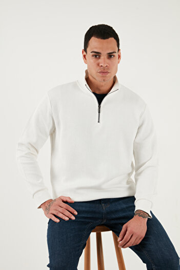 Buratti Cotton Regular Fit Half Zipper Stand Collar Sweat Men's Sweat 5905716