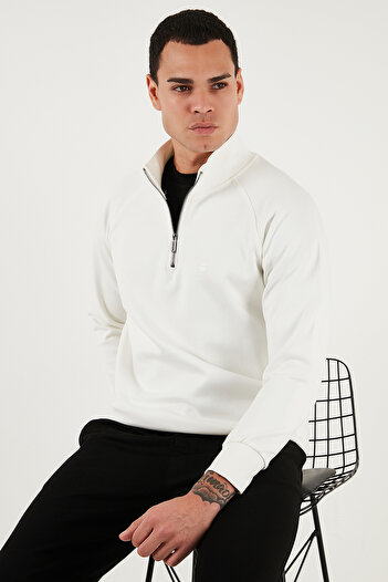 Buratti Cotton Relaxed Fit Half Zipper Stand Collar Sweat Men's Sweat 5901232