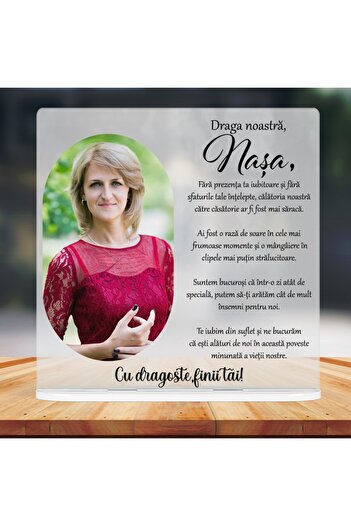 CrisPrint Tablou sticla 20x20 cm personalizat nașă