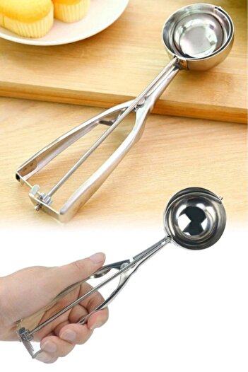 Buççin Stainless Steel Cookie Halva Ice Cream Serving Presentation Spoon 1 Piece Set for 1 Person Silver Metal