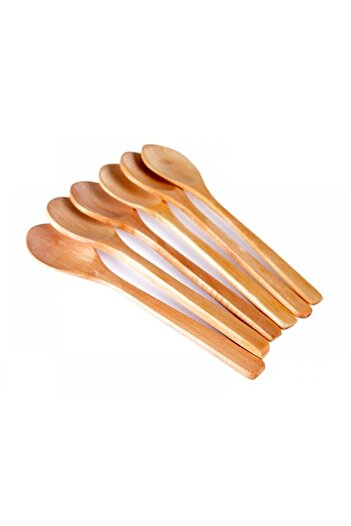 Buççin Wooden Teaspoon Polished 6 Pieces 1-Person Knife Set Steel Beige 2 Years